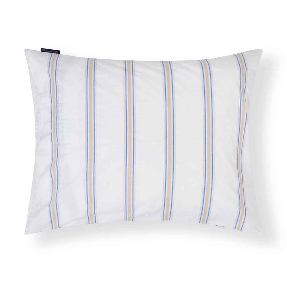 Lexington Dobby Striped Washed Cotton &Ouml;rngott White/Blue/Beige